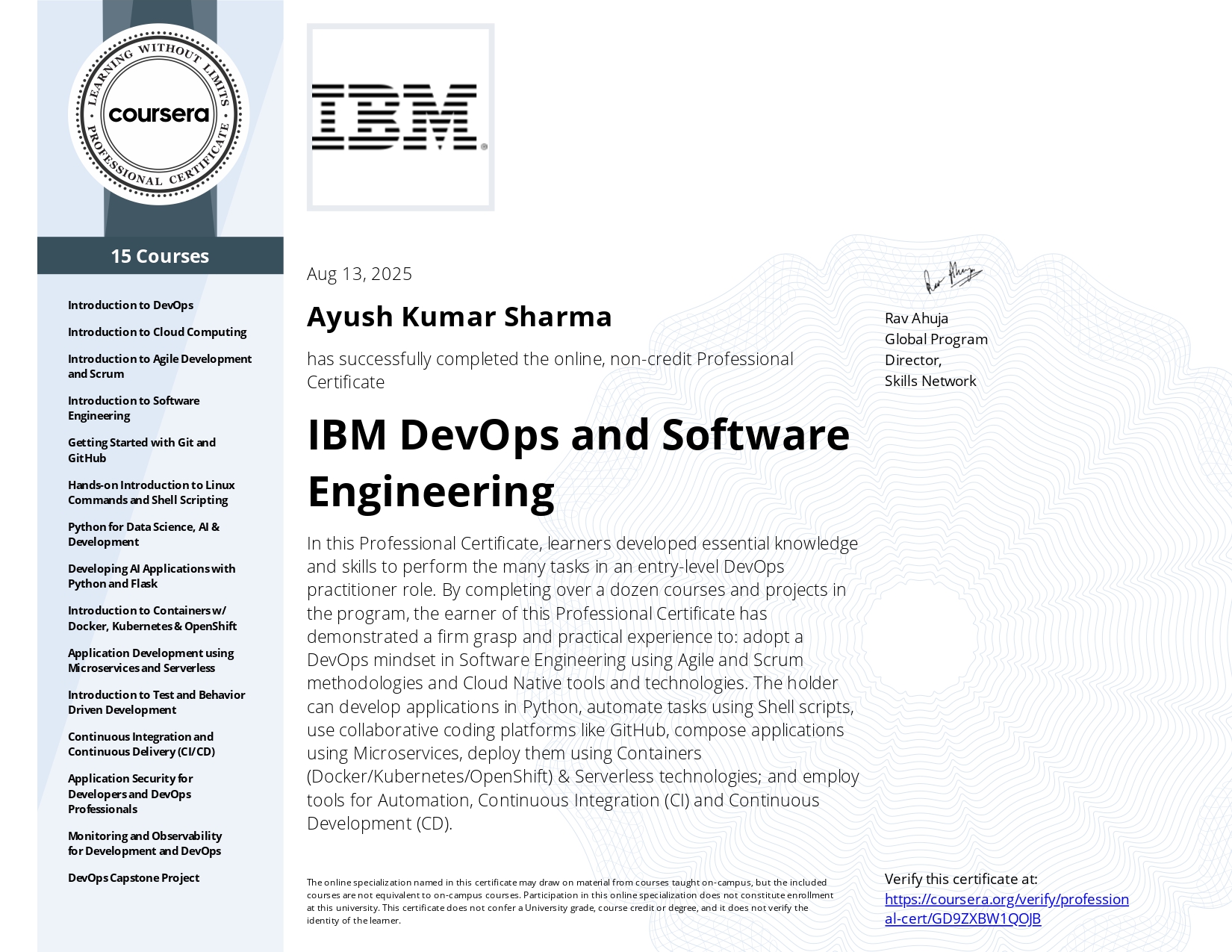 DevOps & Software Engineering Certificate